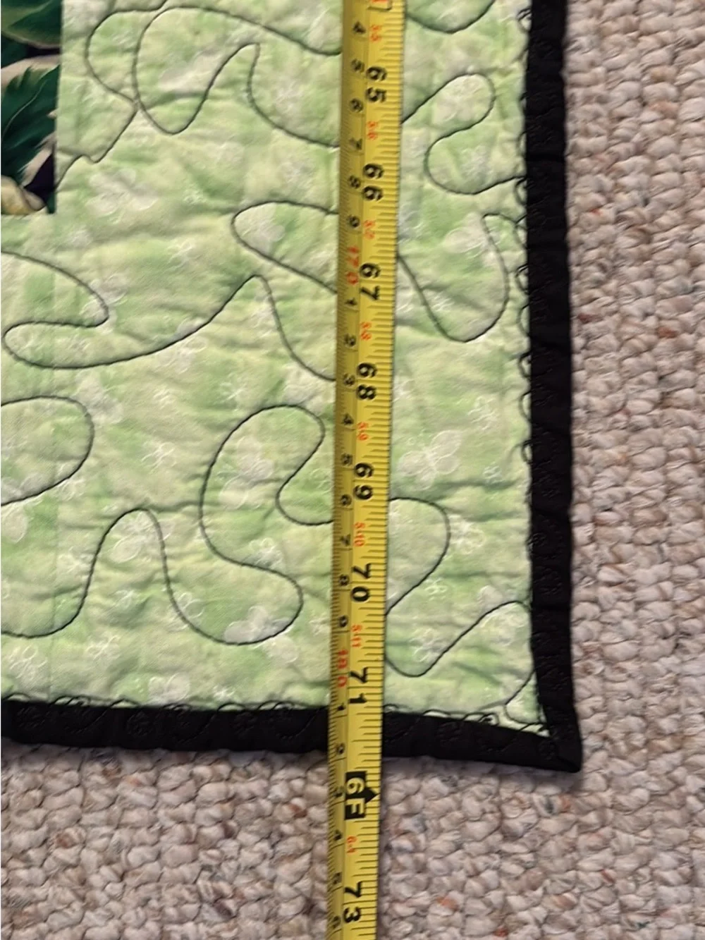 Green Patchwork Quilt with Black Accents - Handmade Bedding